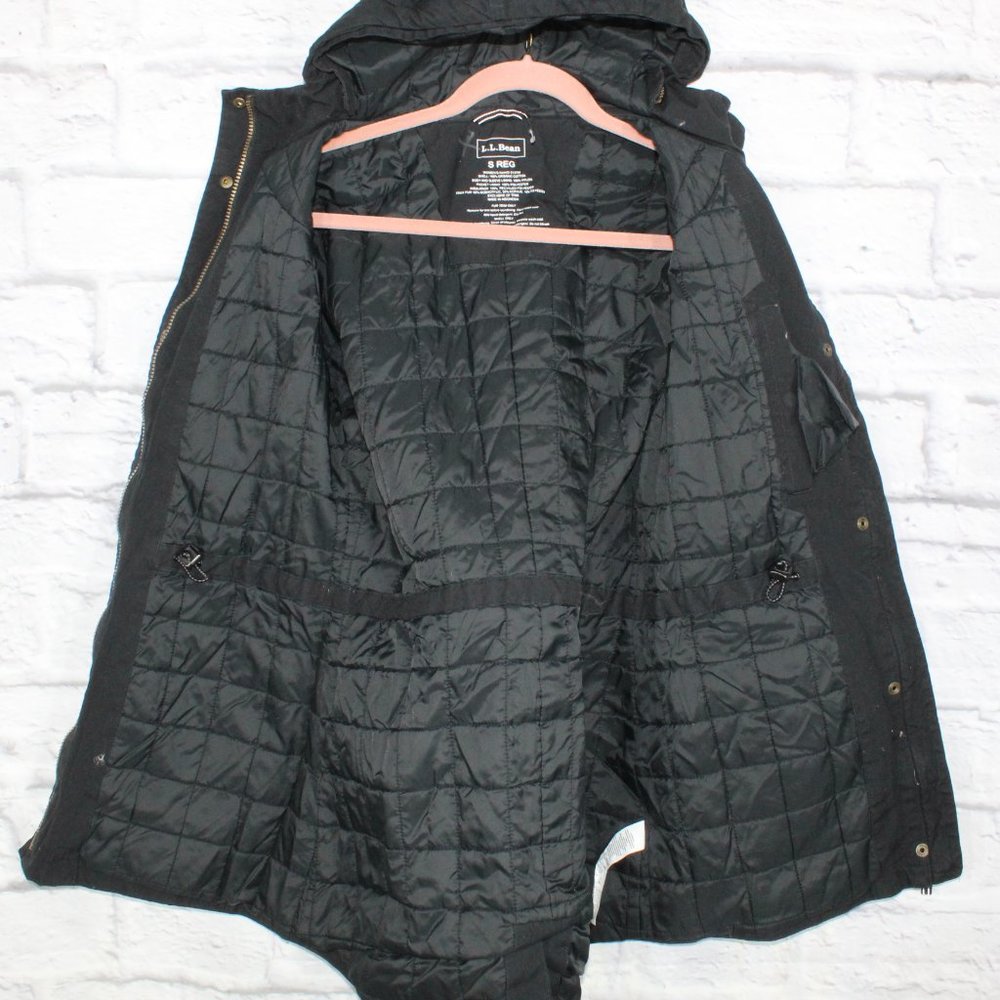LL BEAN East End Parka Jacket Coat Hooded Black Size Small - Picture 5 of 9